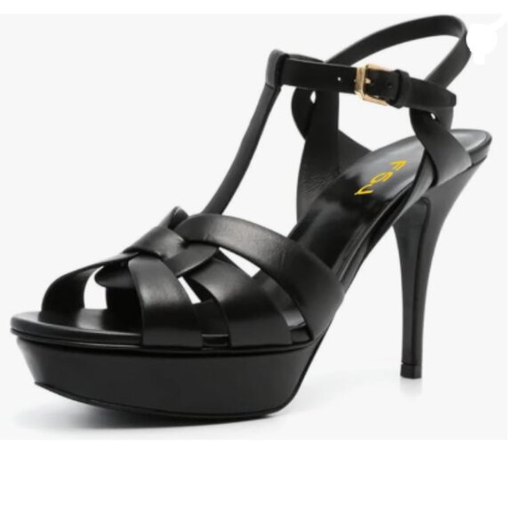 FSJ Black Platform Stiletto High Heel Ankle Strap Sandals Open Toe Sexy Shoes - Picture 1 of 8